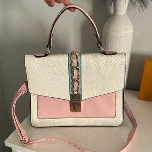Aldo Pink and Cream Satchel